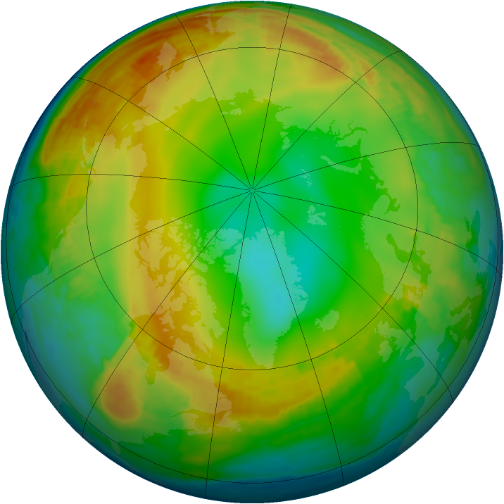 Arctic ozone map for 05 January 2001